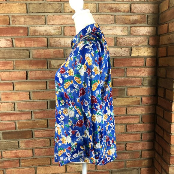 Lauren Ralph Lauren Lovely Blue Floral Print Top - Picture 3 of 6